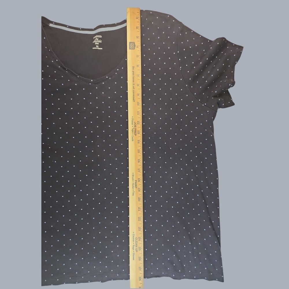Croft & Barrow The Classic Tee Shirt Women's Plus Size 3X Navy Polka Dot V Neck - Picture 4 of 6